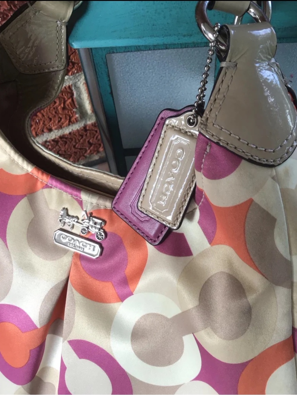 Coach Madison Maggie OP art scarf print shoulder bag vintage - Picture 4 of 13